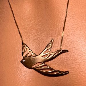 BETSEY JOHNSON sparrow CHARM necklace CRYSTAL rhinestone vintage rockabilly N94